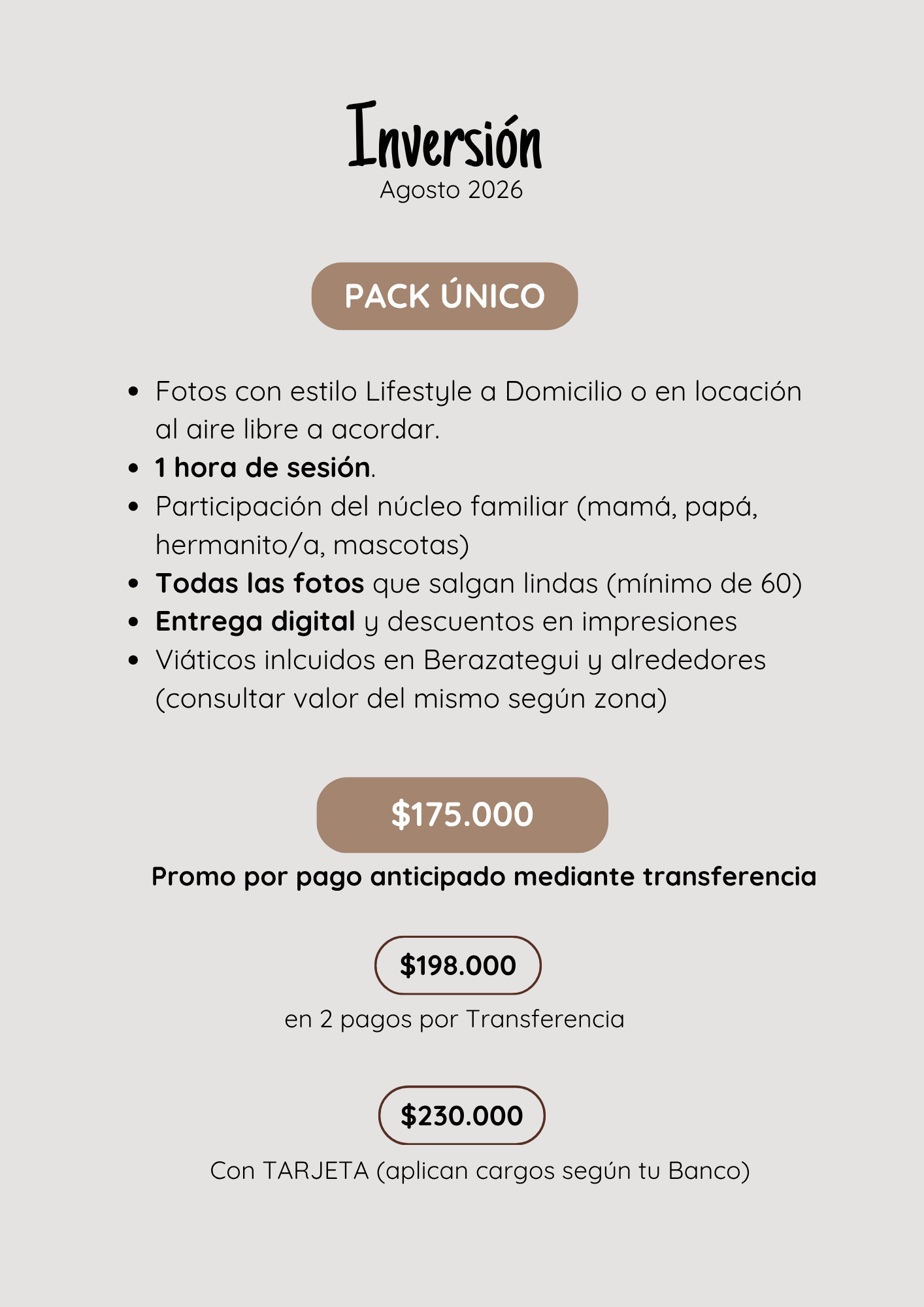 precios sesión de fotos profesional para familias